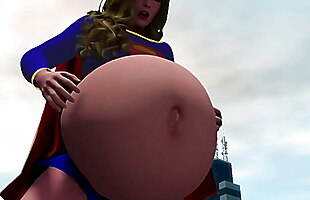 Superheroine belly inflation