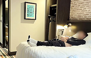 Public dick flash the hotel maid was shocked when she saw me jerking off during room cleaning service but agreed to help me cum